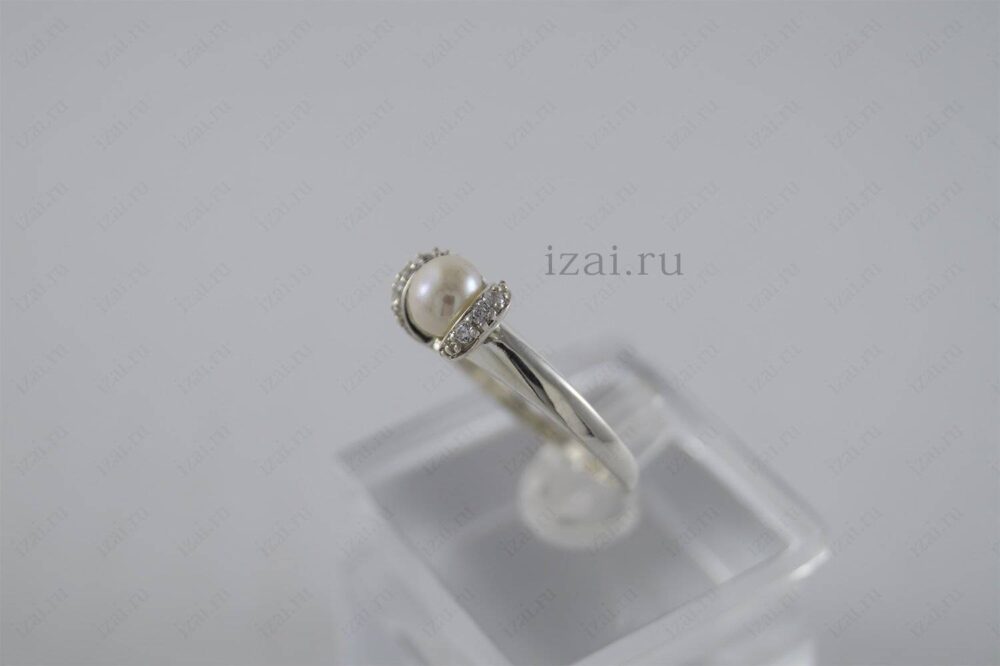 Кольцо с жемчугом. Серебро Золото. izai (1)