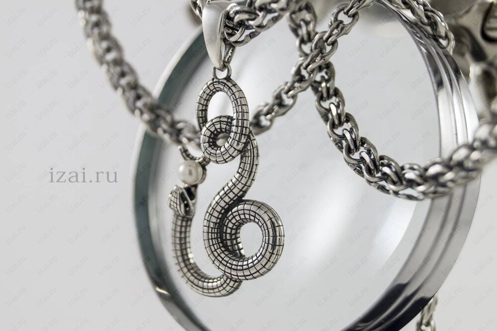 Змея с жемчугом из серебра. Фото. izai.ru Ювелирная Мастерская (3)