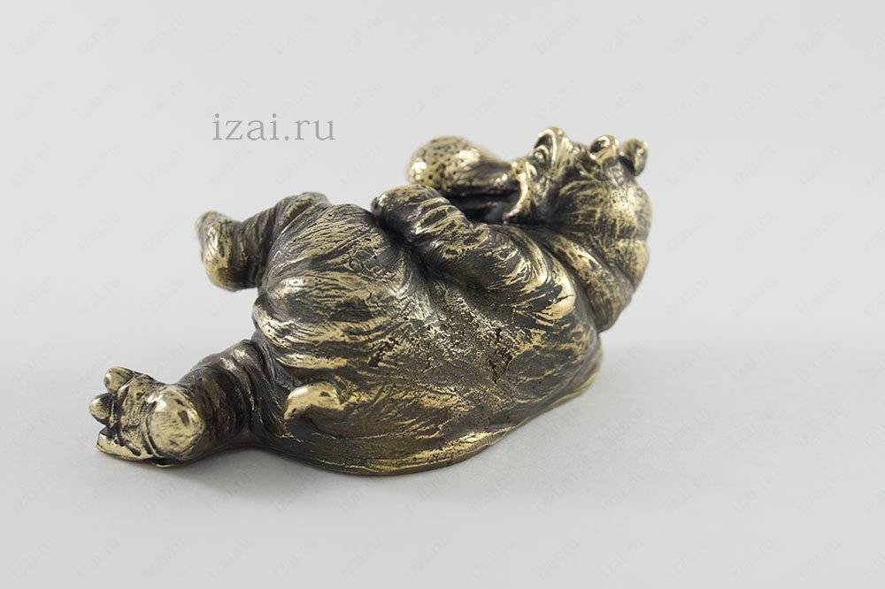 Сувенир Бегемот №6955 из латуни серебро золото