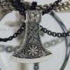 Скандинавский Оберег Секира - Черное Солнце №1447 из серебра золота